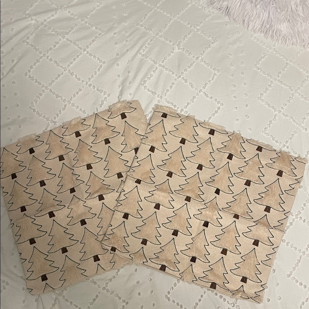 ALLOY Cream and Green set of two tree Pillow Covers new bed